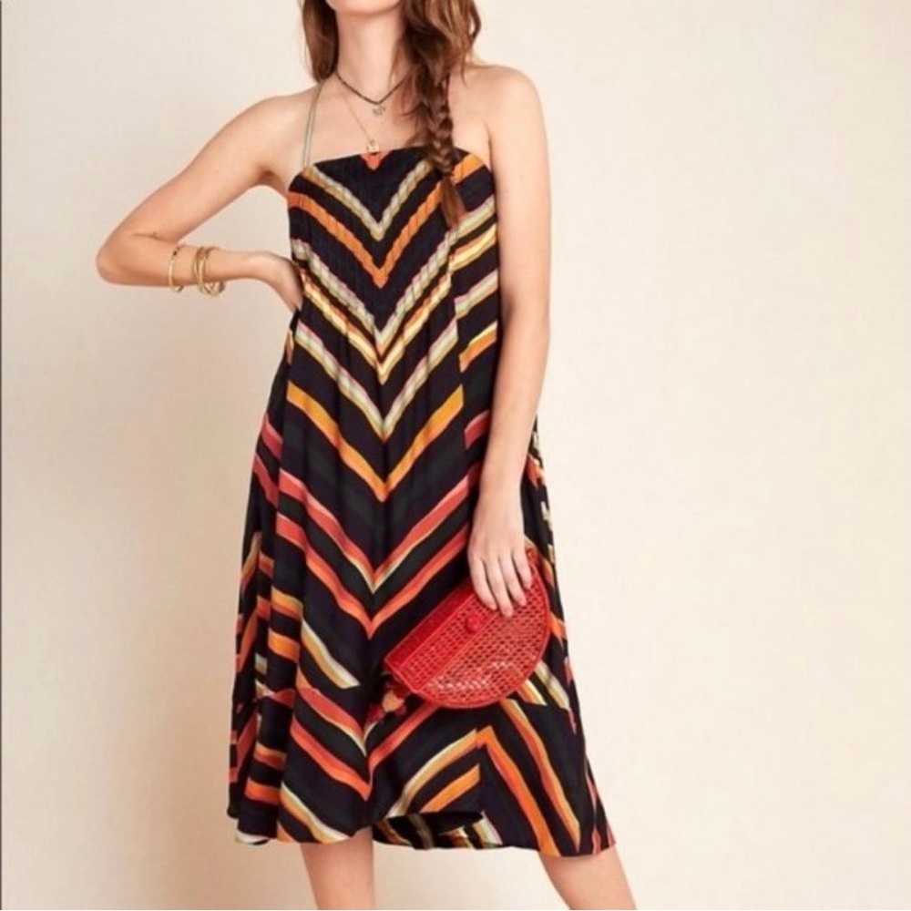 Anthropologie Runi Chevron Slip dress